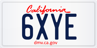 CA license plate 6XYE