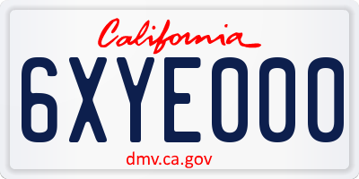 CA license plate 6XYE000
