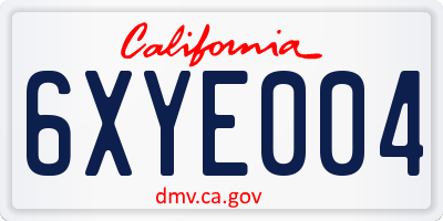 CA license plate 6XYE004