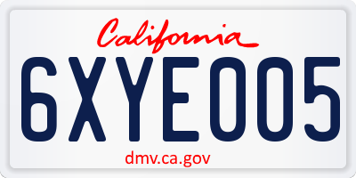 CA license plate 6XYE005