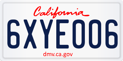 CA license plate 6XYE006