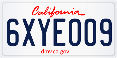 CA license plate 6XYE009