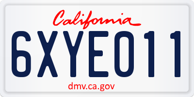 CA license plate 6XYE011