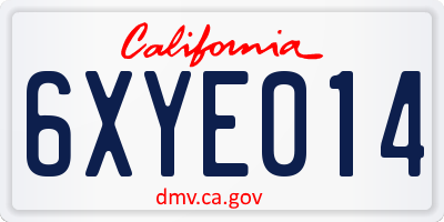 CA license plate 6XYE014
