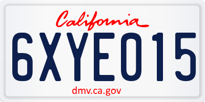 CA license plate 6XYE015