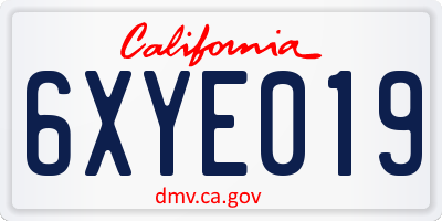 CA license plate 6XYE019