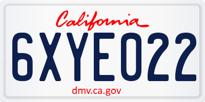 CA license plate 6XYE022