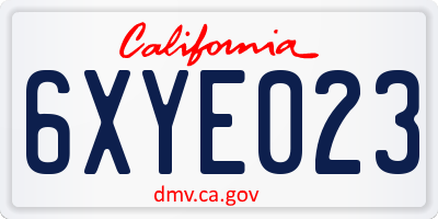 CA license plate 6XYE023