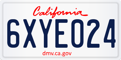 CA license plate 6XYE024