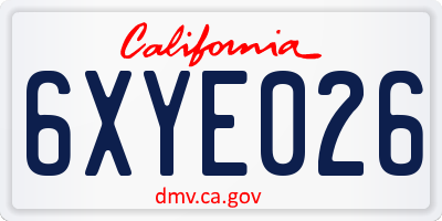 CA license plate 6XYE026