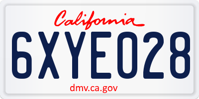 CA license plate 6XYE028
