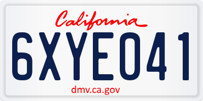 CA license plate 6XYE041