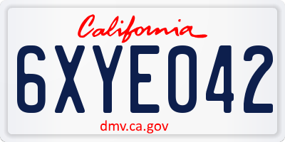 CA license plate 6XYE042