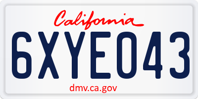 CA license plate 6XYE043