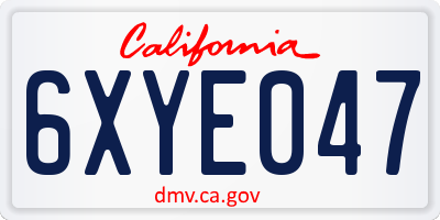 CA license plate 6XYE047