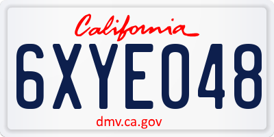 CA license plate 6XYE048