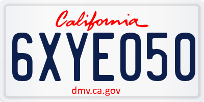 CA license plate 6XYE050