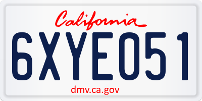 CA license plate 6XYE051