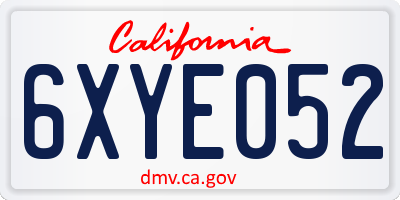 CA license plate 6XYE052