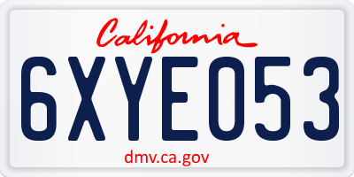 CA license plate 6XYE053