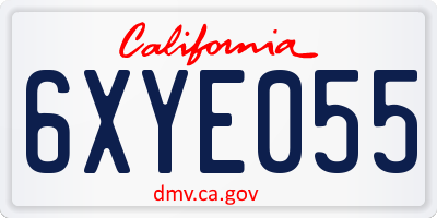 CA license plate 6XYE055