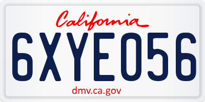 CA license plate 6XYE056