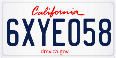 CA license plate 6XYE058