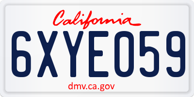 CA license plate 6XYE059