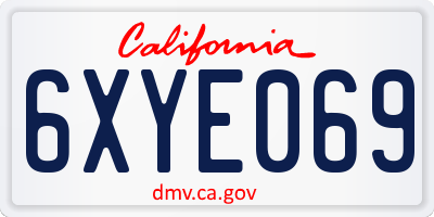 CA license plate 6XYE069