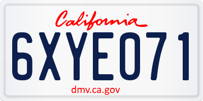 CA license plate 6XYE071