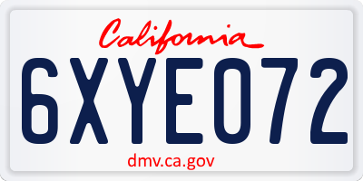 CA license plate 6XYE072