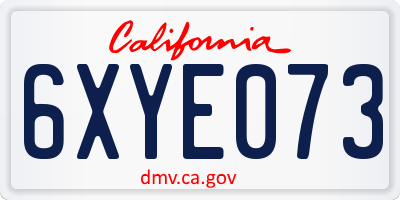 CA license plate 6XYE073