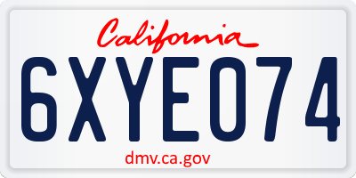 CA license plate 6XYE074