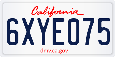 CA license plate 6XYE075