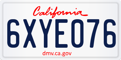 CA license plate 6XYE076