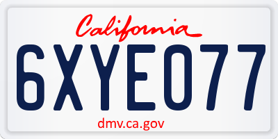 CA license plate 6XYE077