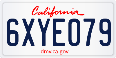 CA license plate 6XYE079
