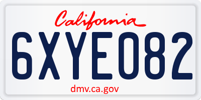 CA license plate 6XYE082