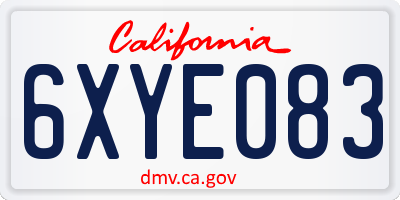 CA license plate 6XYE083