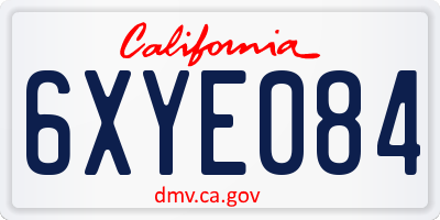 CA license plate 6XYE084