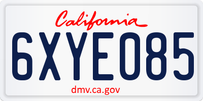 CA license plate 6XYE085