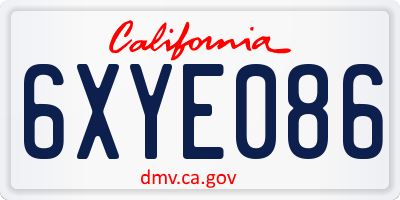 CA license plate 6XYE086