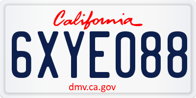CA license plate 6XYE088