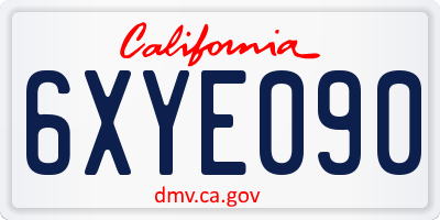 CA license plate 6XYE090
