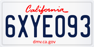 CA license plate 6XYE093