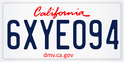 CA license plate 6XYE094