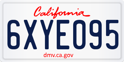 CA license plate 6XYE095