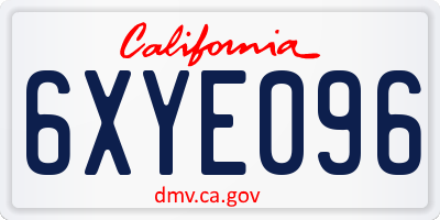 CA license plate 6XYE096