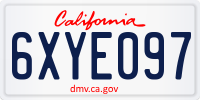 CA license plate 6XYE097
