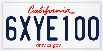 CA license plate 6XYE100